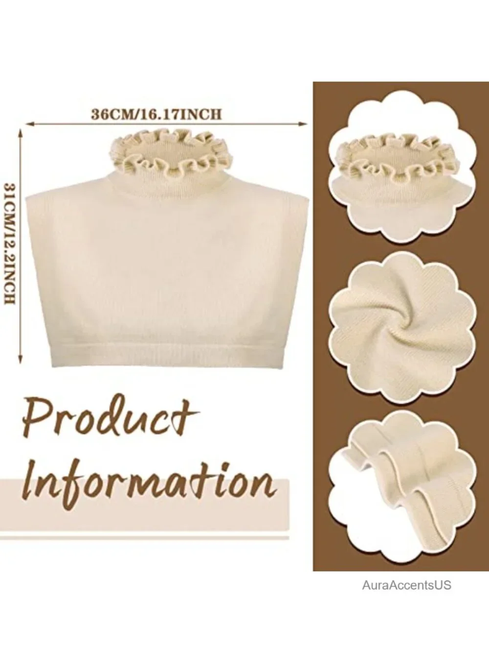 Detachable Faux Turtleneck Collars 3 Pack Winter Knit Dickey Women